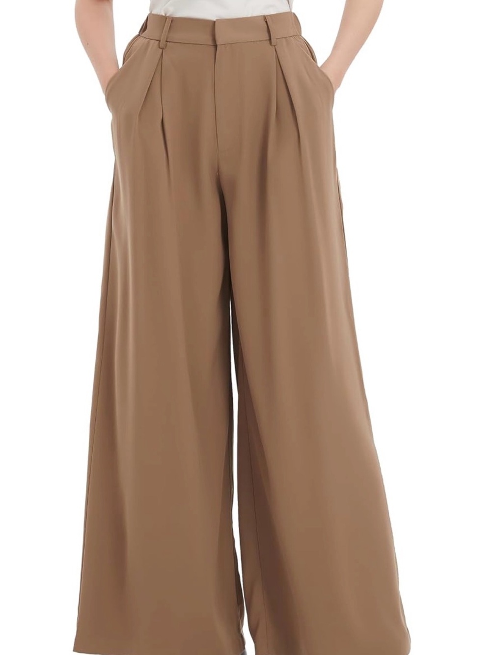 Tronjori Womens High Waist Casual Wide Leg Palazzo Pants, Sz M